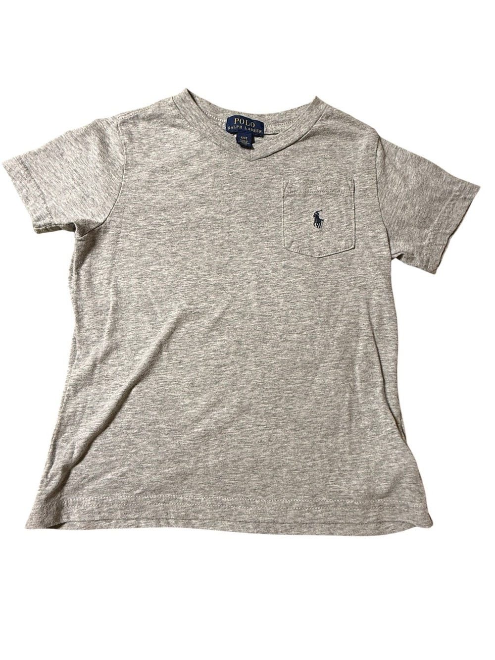 Polo Ralph Lauren Toddler 4T Gray Short Sleeve Pocket T-Shirt Blue Pony Logo